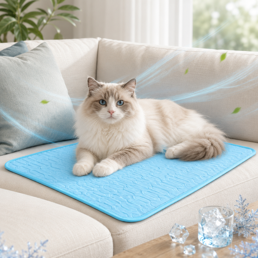 Cooling mat on sofa for cats