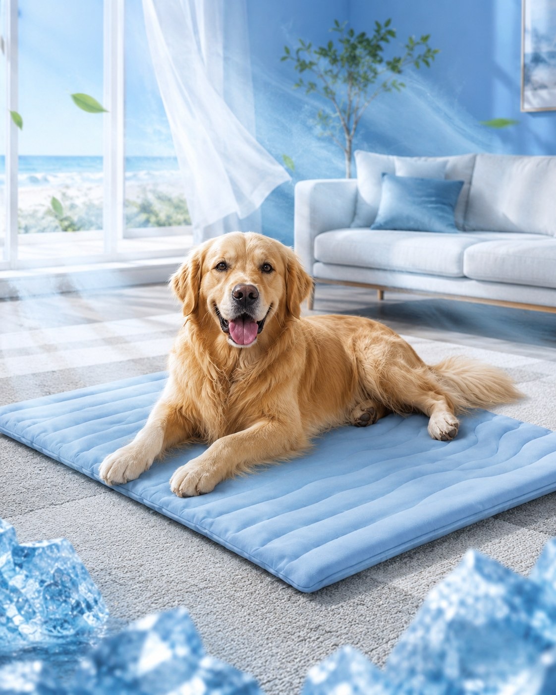 Home comfort cooling pad with dog