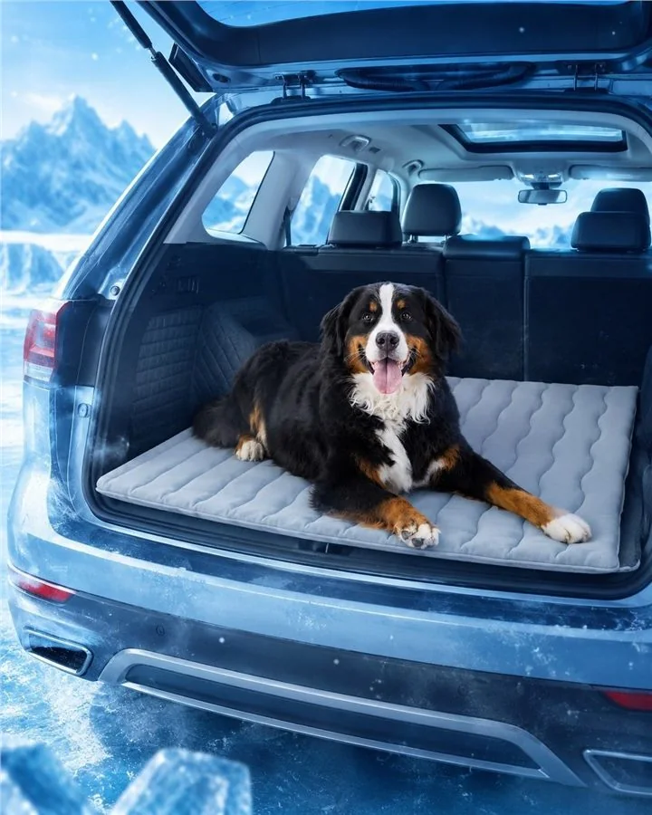 Travel cooling mat inside car trunk